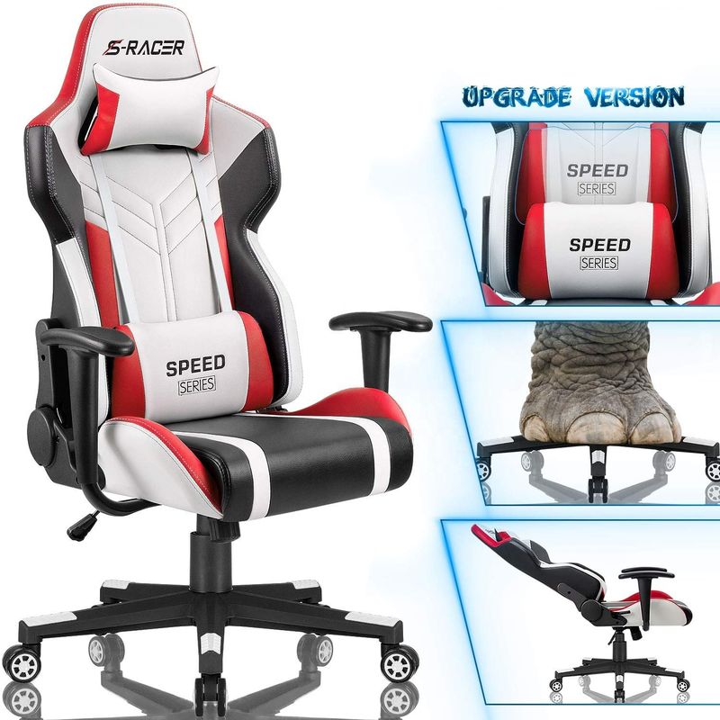 快適なeスポーツ体験のためのプロフェッショナルホワイトPU革レースゲームチェア