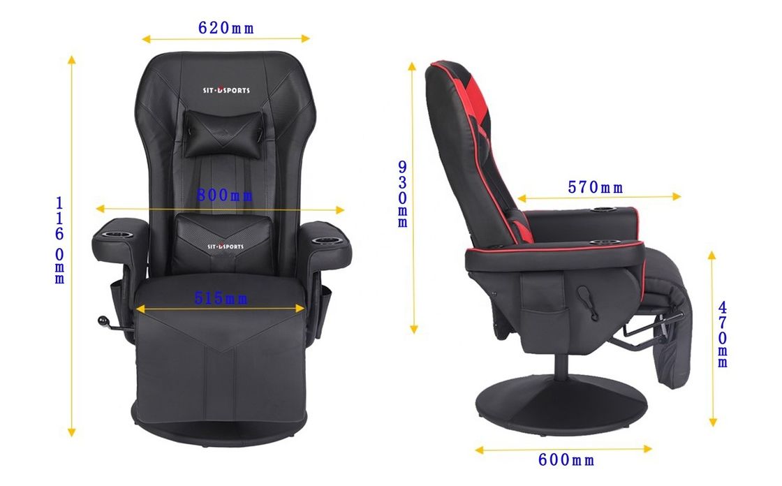 ODM OEM エグゼクティブチェア レーススタイル カップホルダーと足の裏付きの革ゲームチェア